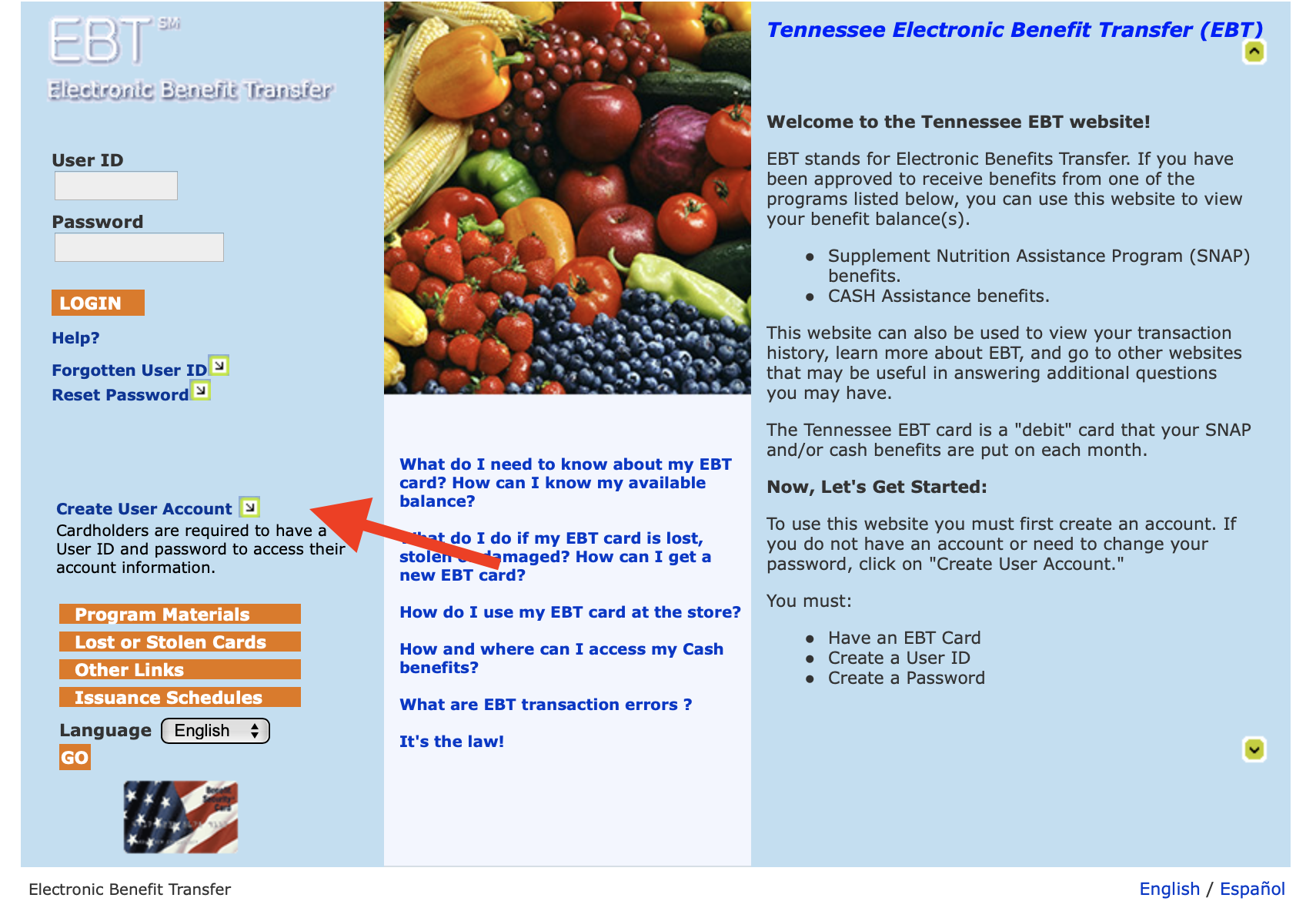Create How to Create a TN Connect EBT Account Tennessee Food Stamps